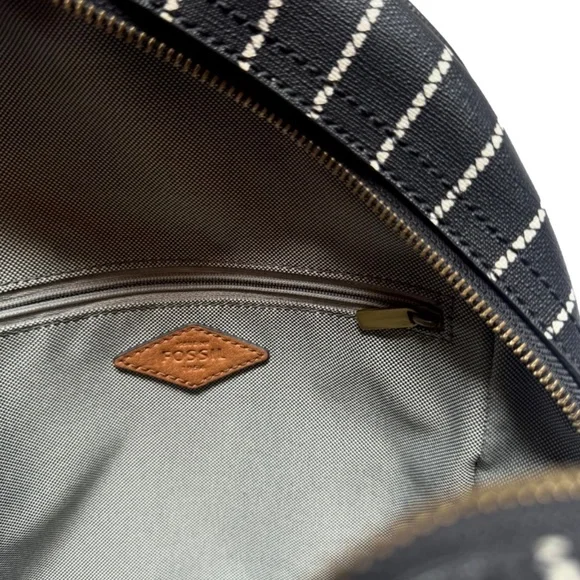 Fossil Black & White Heart Stripes Megan Backpack - Picture 5 of 5